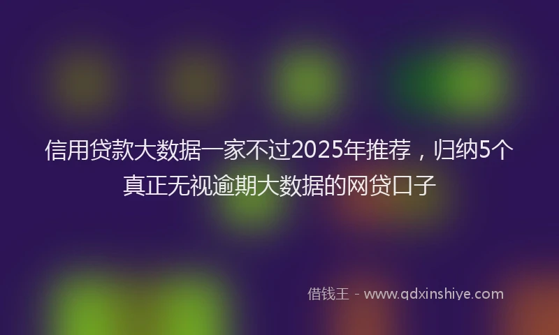 信用贷款大数据一家不过2025年推荐,归纳5个真正无视逾期大数据的网贷口子