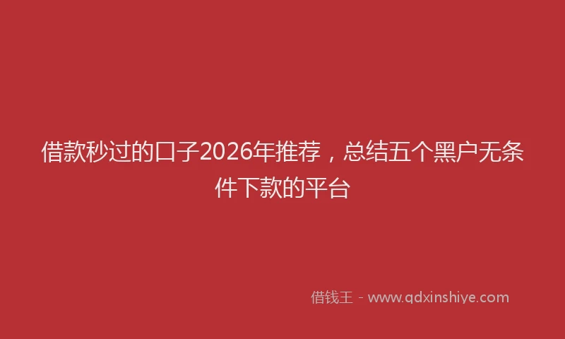 借款秒过的口子2026年推荐,总结五个黑户无条件下款的平台