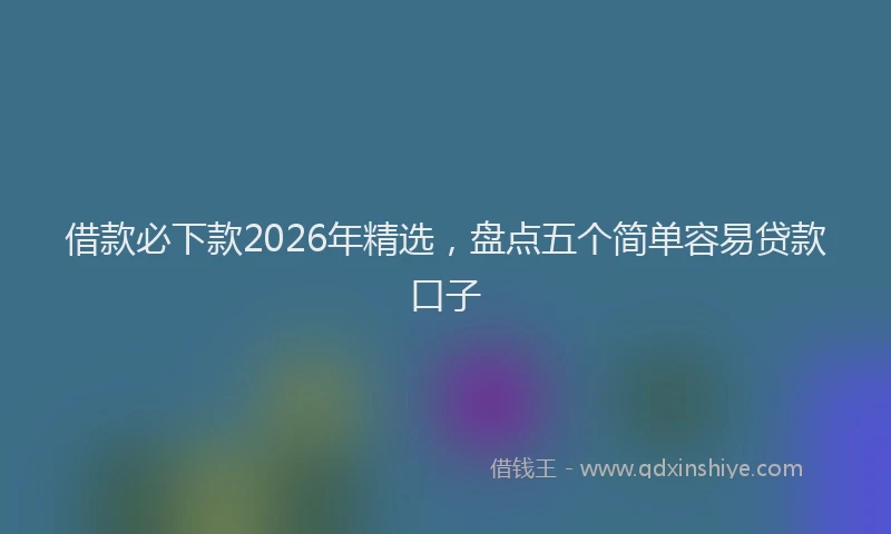 借款必下款2026年精选，盘点五个简单容易贷款口子