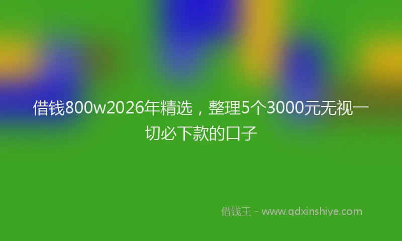 借钱800w2026年精选，整理5个3000元无视一切必下款的口子