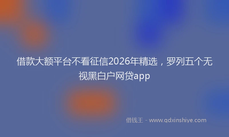 借款大额平台不看征信2026年精选，罗列五个无视黑白户网贷app