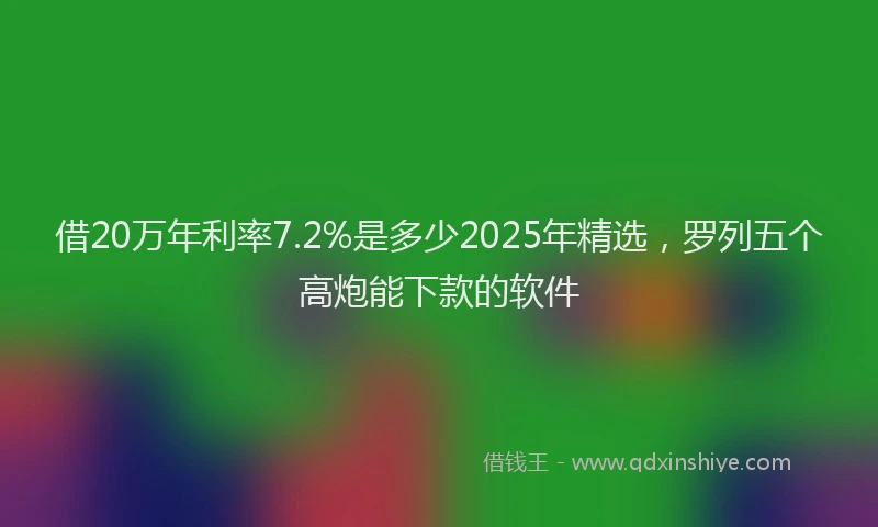 借20万年利率7.2%是多少2025年精选，罗列五个高炮能下款的软件