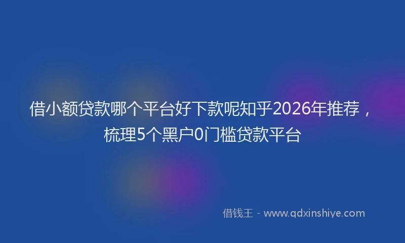 借小额贷款哪个平台好下款呢知乎2026年推荐，梳理5个黑户0门槛贷款平台