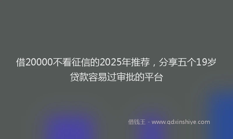 借20000不看征信的2025年推荐，分享五个19岁贷款容易过审批的平台