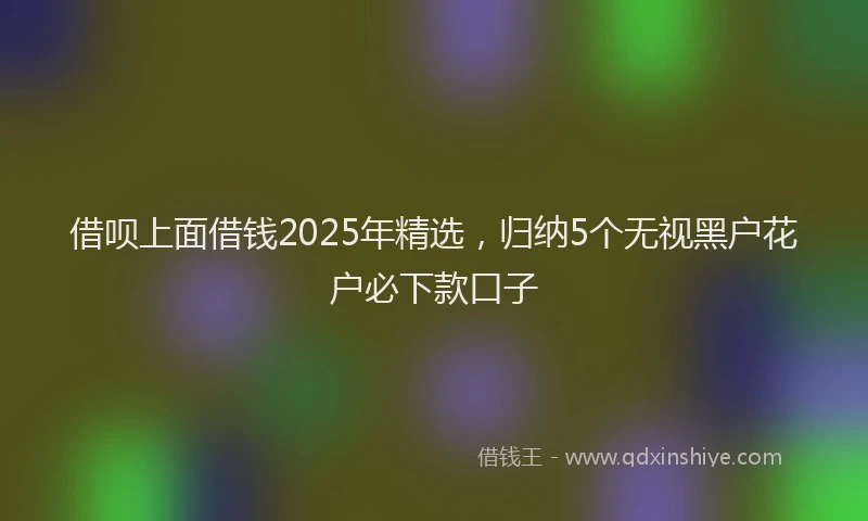 借呗上面借钱2025年精选,归纳5个无视黑户花户必下款口子