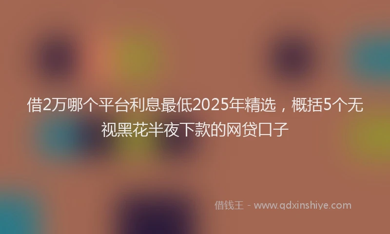 借2万哪个平台利息最低2025年精选，概括5个无视黑花半夜下款的网贷口子