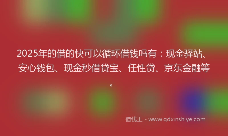 2025年的借的快可以循环借钱吗有：现金驿站、安心钱包、现金秒借贷宝、任性贷、京东金融等。