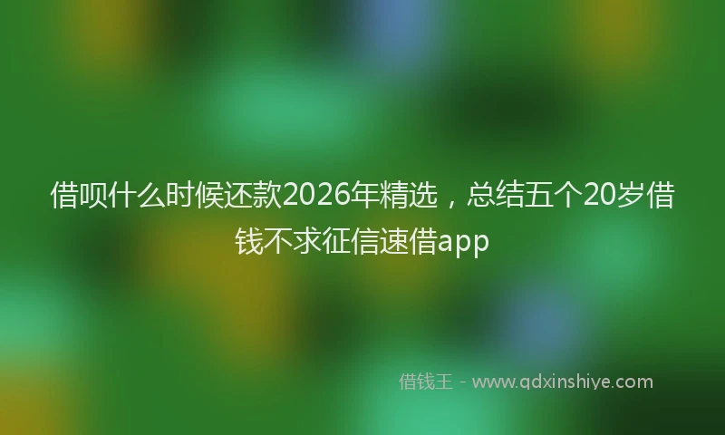 借呗什么时候还款2026年精选，总结五个20岁借钱不求征信速借app
