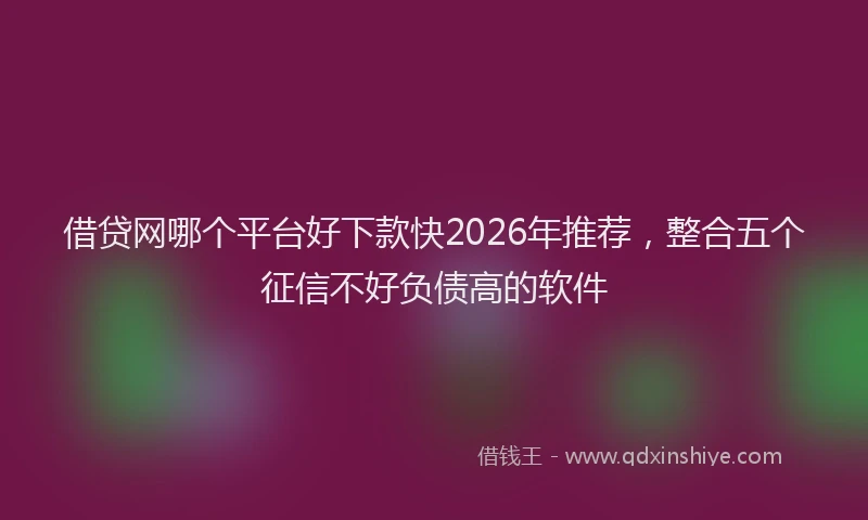借贷网哪个平台好下款快2026年推荐，整合五个征信不好负债高的软件
