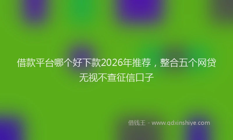 借款平台哪个好下款2026年推荐，整合五个网贷无视不查征信口子