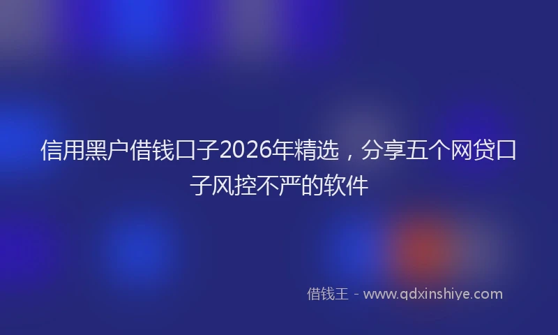 信用黑户借钱口子2026年精选，分享五个网贷口子风控不严的软件