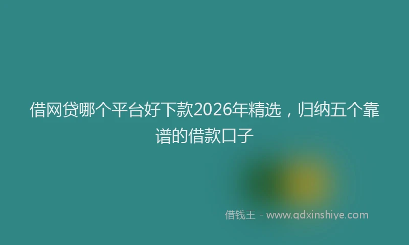 借网贷哪个平台好下款2026年精选，归纳五个靠谱的借款口子