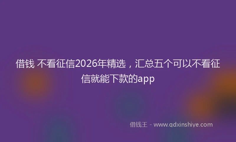 借钱 不看征信2026年精选，汇总五个可以不看征信就能下款的app