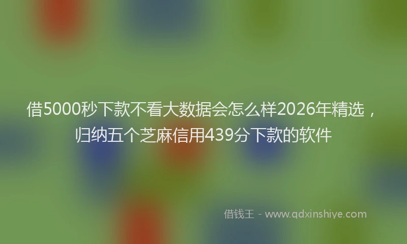 借5000秒下款不看大数据会怎么样2026年精选，归纳五个芝麻信用439分下款的软件
