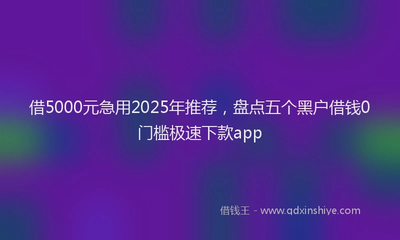 借5000元急用2025年推荐,盘点五个黑户借钱0门槛极速下款app