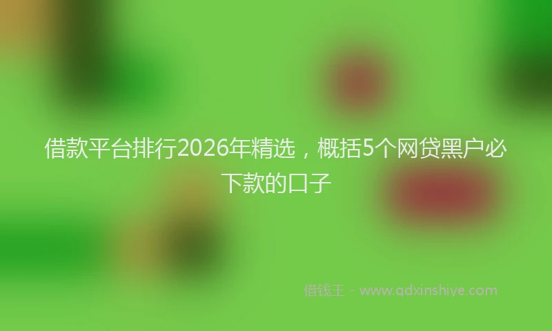 借款平台排行2026年精选，概括5个网贷黑户必下款的口子