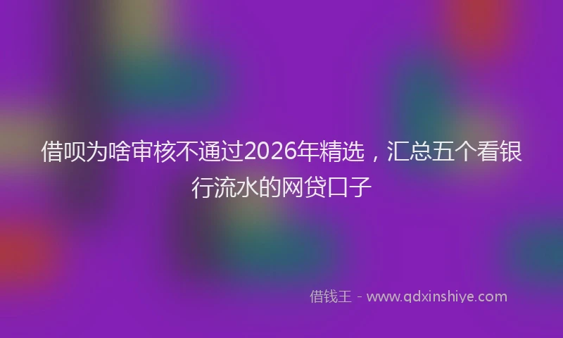 借呗为啥审核不通过2026年精选，汇总五个看银行流水的网贷口子