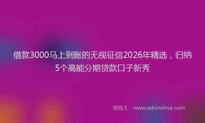 借款3000马上到账的无视征信2026年精选,归纳5个高能分期贷款口子新秀