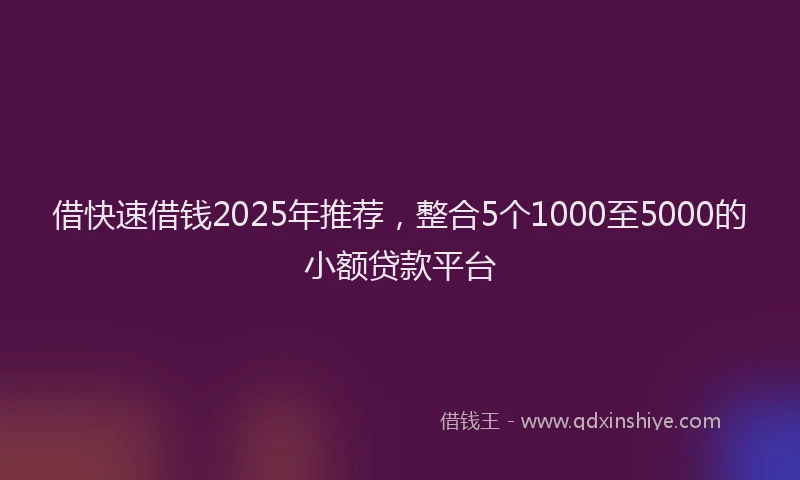 借快速借钱2025年推荐,整合5个1000至5000的小额贷款平台