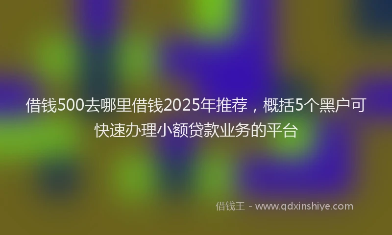 借钱500去哪里借钱2025年推荐，概括5个黑户可快速办理小额贷款业务的平台