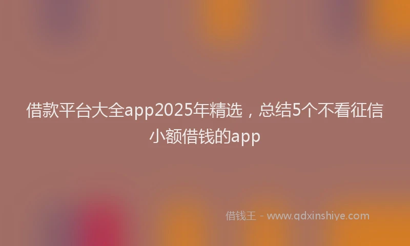 借款平台大全app2025年精选，总结5个不看征信小额借钱的app