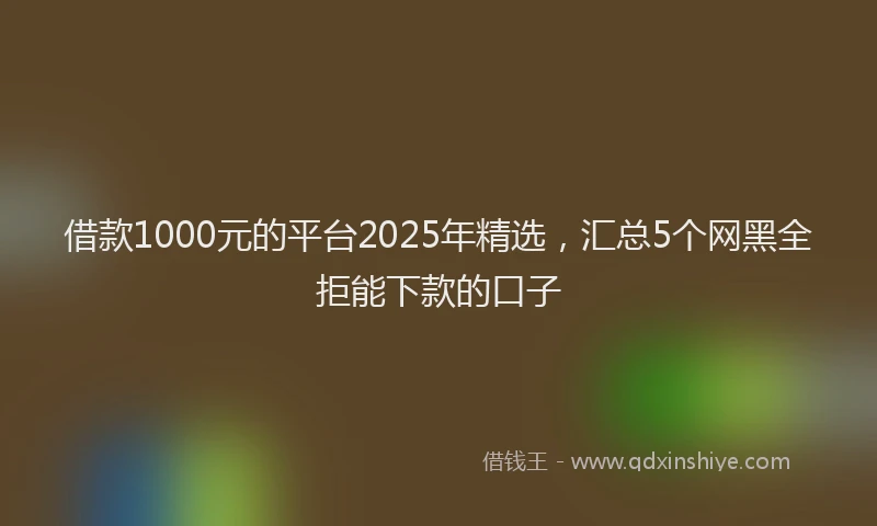 借款1000元的平台2025年精选，汇总5个网黑全拒能下款的口子