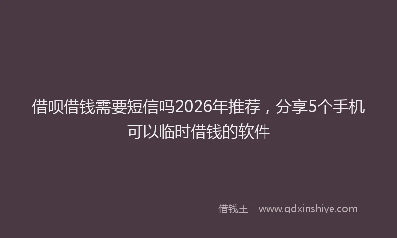 借呗借钱需要短信吗2026年推荐，分享5个手机可以临时借钱的软件