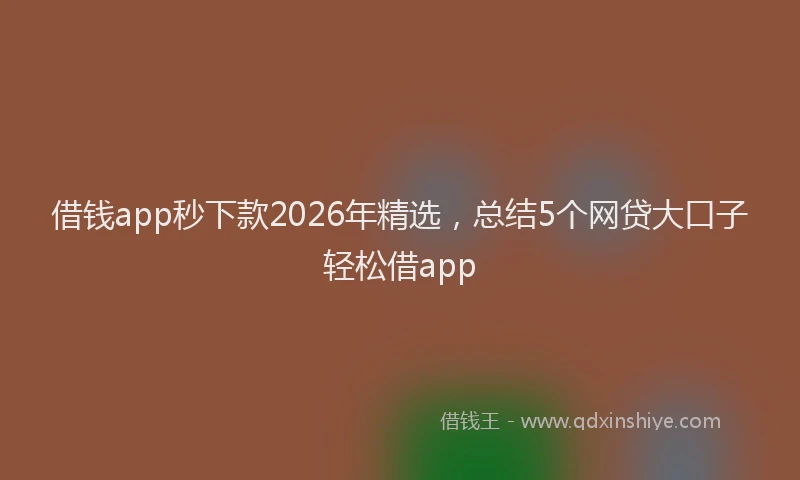 借钱app秒下款2026年精选，总结5个网贷大口子轻松借app