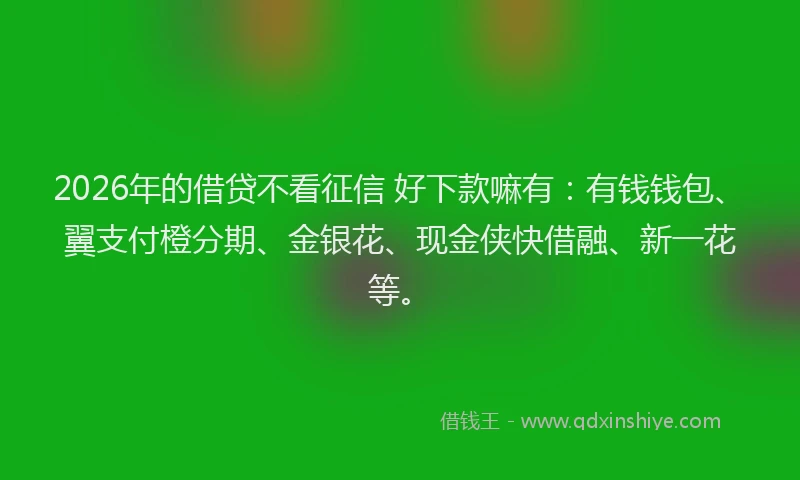 2026年的借贷不看征信 好下款嘛有：有钱钱包、翼支付橙分期、金银花、现金侠快借融、新一花等。