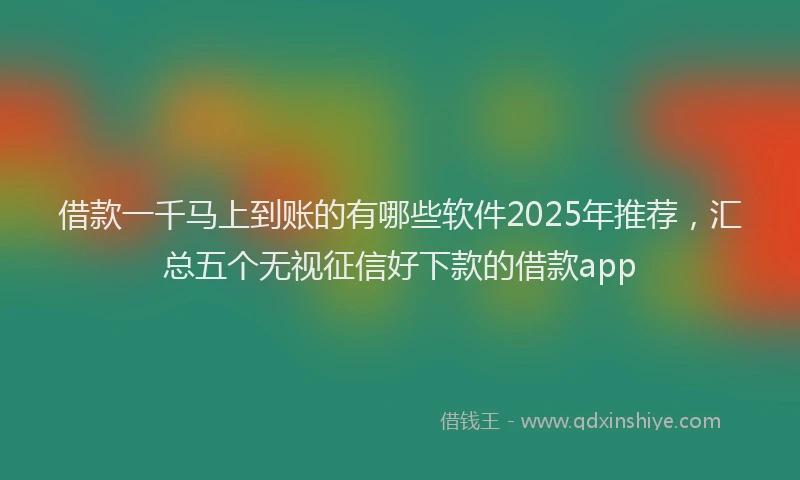 借款一千马上到账的有哪些软件2025年推荐，汇总五个无视征信好下款的借款app