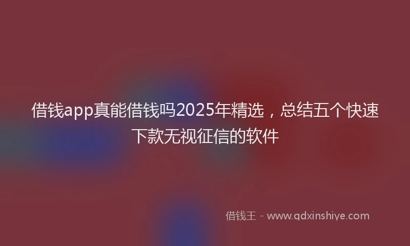 借钱app真能借钱吗2025年精选，总结五个快速下款无视征信的软件