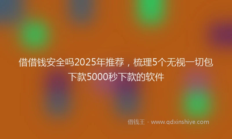 借借钱安全吗2025年推荐，梳理5个无视一切包下款5000秒下款的软件