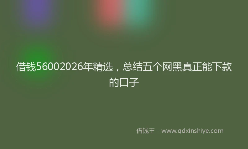 借钱56002026年精选，总结五个网黑真正能下款的口子