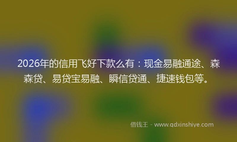 2026年的信用飞好下款么有：现金易融通途、森森贷、易贷宝易融、瞬信贷通、捷速钱包等。