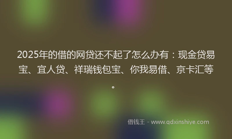 2025年的借的网贷还不起了怎么办有：现金贷易宝、宜人贷、祥瑞钱包宝、你我易借、京卡汇等。