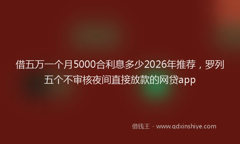 借五万一个月5000合利息多少2026年推荐，罗列五个不审核夜间直接放款的网贷app
