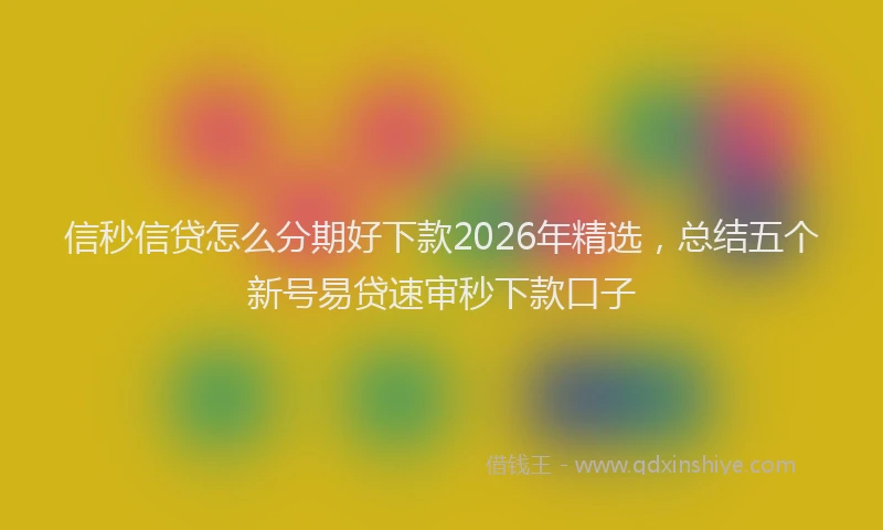 信秒信贷怎么分期好下款2026年精选,总结五个新号易贷速审秒下款口子
