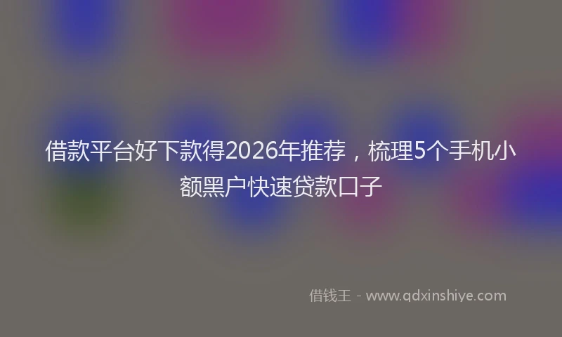 借款平台好下款得2026年推荐,梳理5个手机小额黑户快速贷款口子