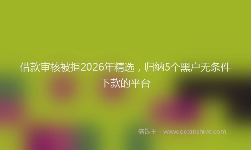 借款审核被拒2026年精选，归纳5个黑户无条件下款的平台