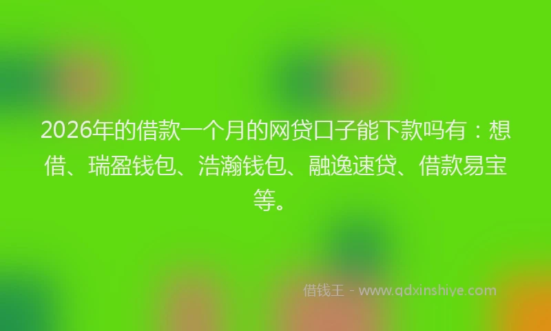 2026年的借款一个月的网贷口子能下款吗有：想借、瑞盈钱包、浩瀚钱包、融逸速贷、借款易宝等。