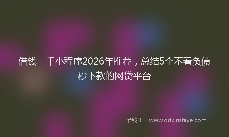 借钱一千小程序2026年推荐,总结5个不看负债秒下款的网贷平台