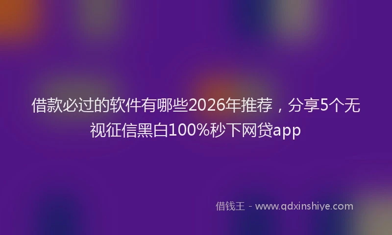 借款必过的软件有哪些2026年推荐，分享5个无视征信黑白100%秒下网贷app