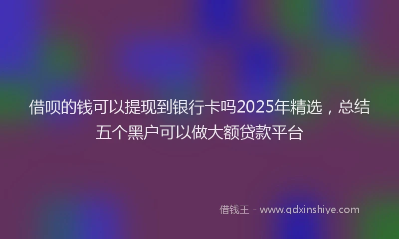 借呗的钱可以提现到银行卡吗2025年精选，总结五个黑户可以做大额贷款平台