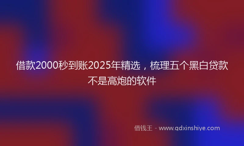 借款2000秒到账2025年精选，梳理五个黑白贷款不是高炮的软件