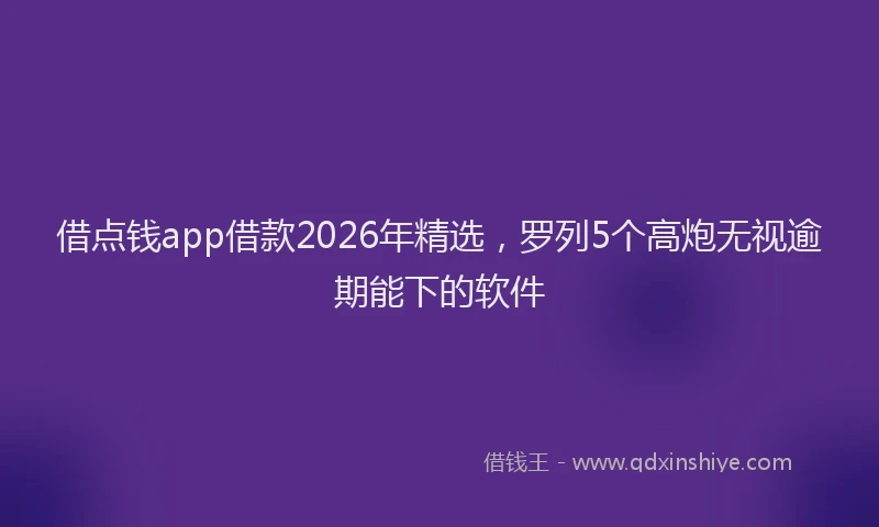 借点钱app借款2026年精选,罗列5个高炮无视逾期能下的软件