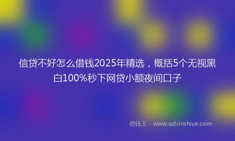 信贷不好怎么借钱2025年精选，概括5个无视黑白100%秒下网贷小额夜间口子