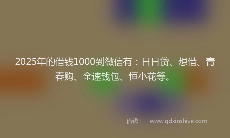 2025年的借钱1000到微信有:日日贷、想借、青春购、金速钱包、恒小花等。