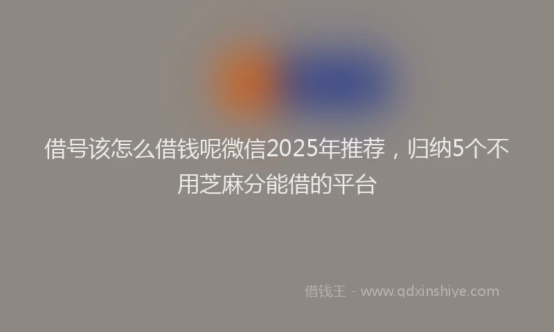 借号该怎么借钱呢微信2025年推荐,归纳5个不用芝麻分能借的平台