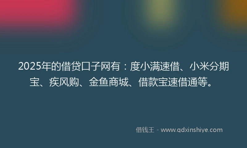 2025年的借贷口子网有：度小满速借、小米分期宝、疾风购、金鱼商城、借款宝速借通等。