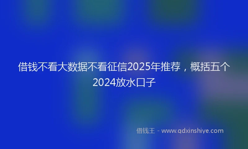 借钱不看大数据不看征信2025年推荐，概括五个2024放水口子
